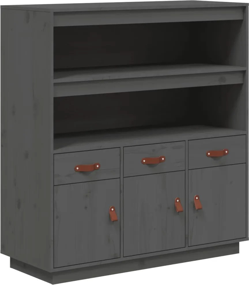 vidaXL szürke tömör fenyőfa magasszekrény 100 x 40 x 108,5 cm