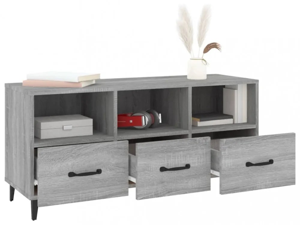 szürke sonoma színű szerelt fa TV-szekrény 102 x 35 x 50 cm
