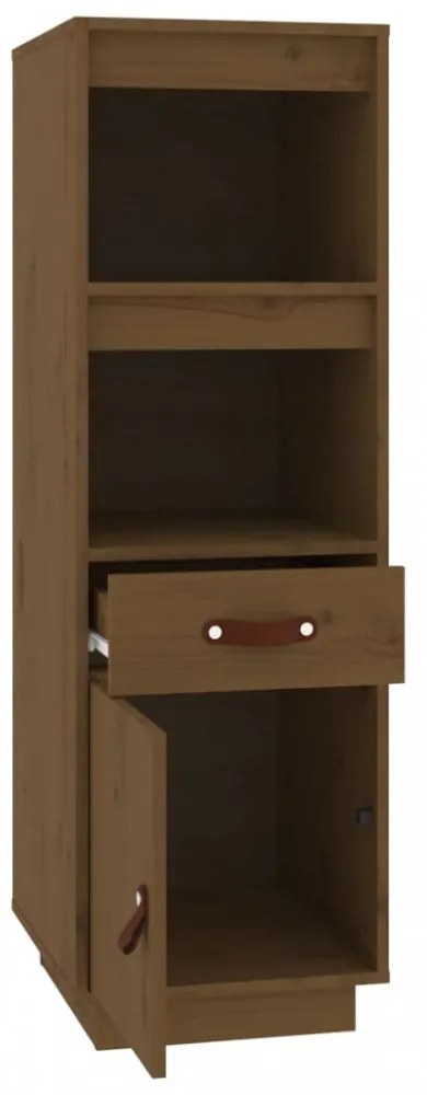 mézbarna tömör fenyőfa magasszekrény 34 x 40 x 108,5 cm
