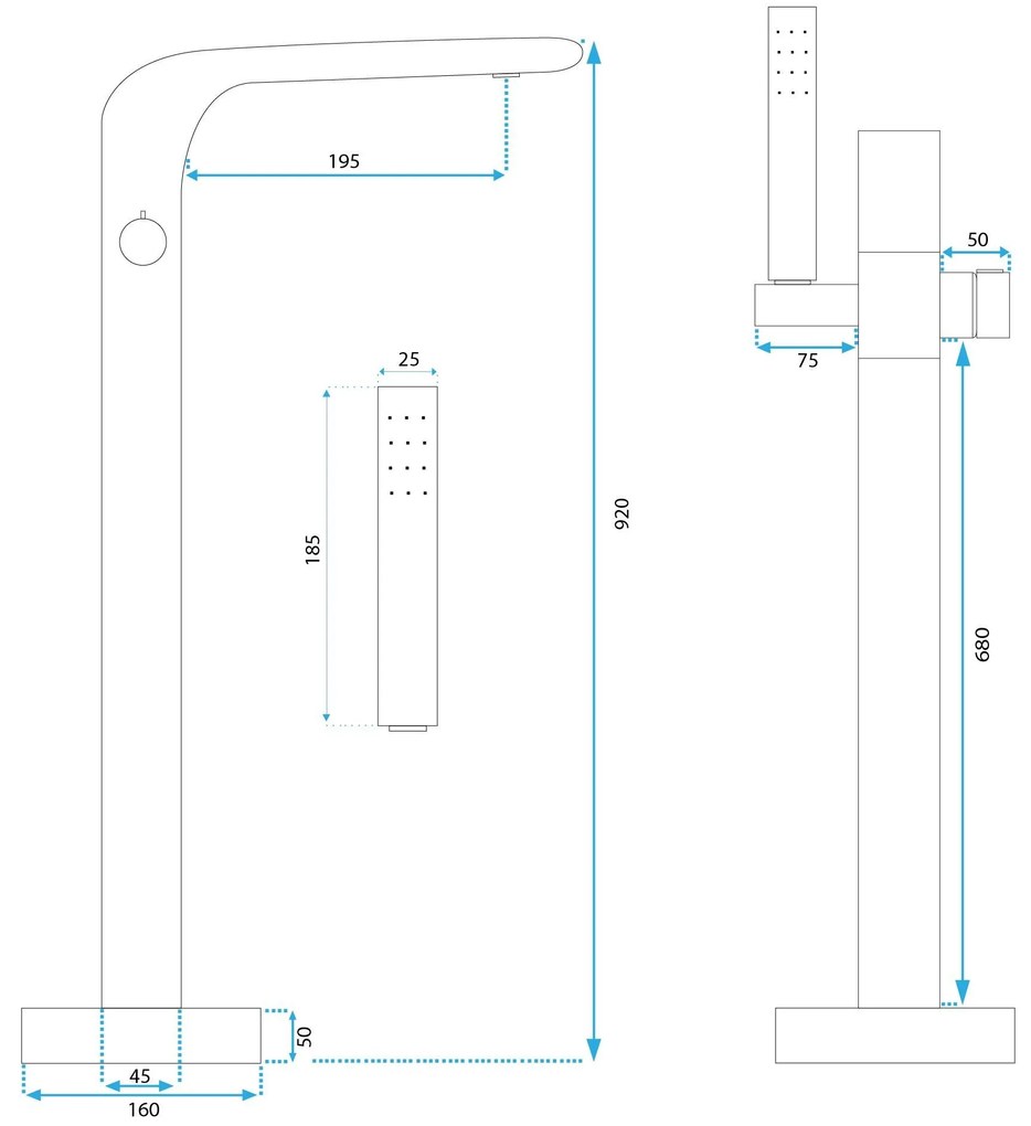 Rea Clark, szabadon álló akkumulátor h-920, matt fekete, REA-B5300