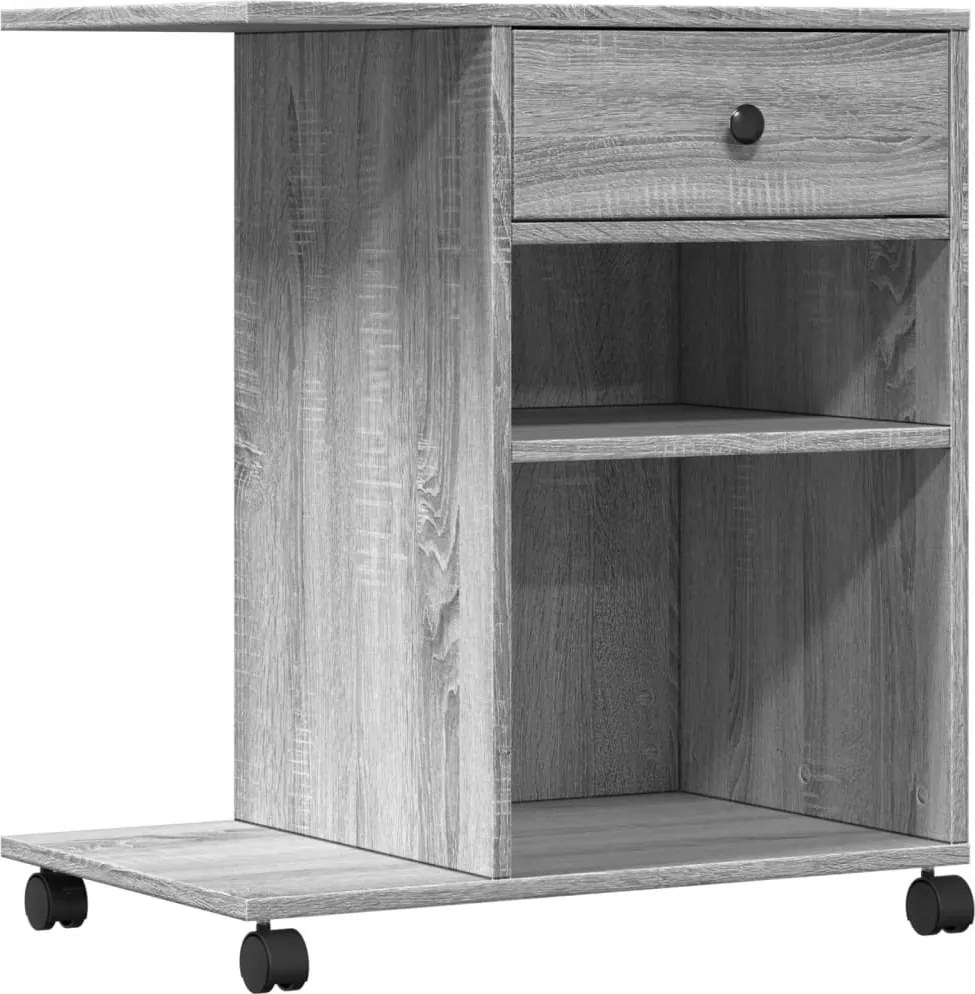 vidaXL szürke sonoma színű nyomtatóállvány kerekekkel 60x40x68,5 cm