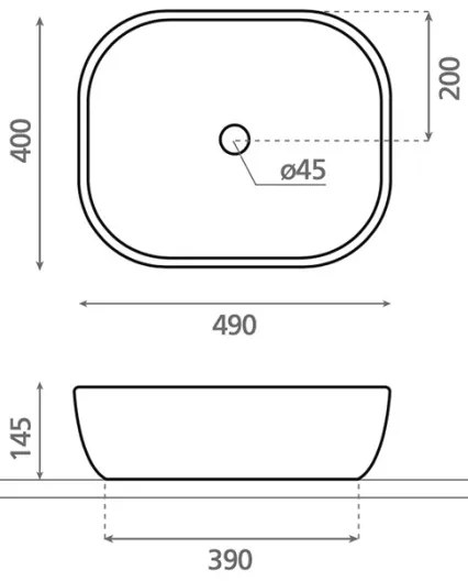 Bathco 4072 - OLEA ráépíthető mosdó 49x40 cm porcelán/fehér