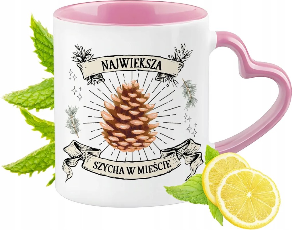 Vicces Rózsaszín Bögre Szív Alakú Füllel Ajándék