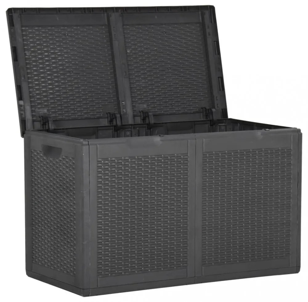 fekete PP rattan kerti tárolóláda 180 L