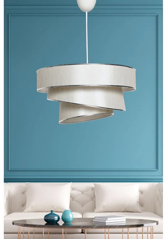 Krémszínű-ezüstszínű függőlámpa textil búrával ø 40 cm Couper – Opviq lights
