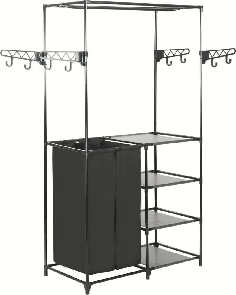 vidaXL fekete acél/nemszőtt textília ruhaállvány 87 x 44 x 158 cm