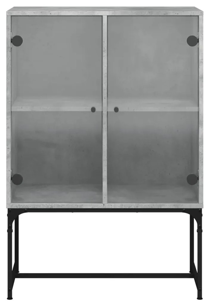betonszürke kisszekrény üvegajtókkal 69x37x100 cm