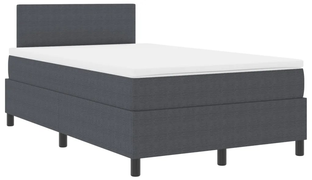 Box Spring Ágy matraccal & LED Sötétszürke 120x200 cm Bordázott Anyag