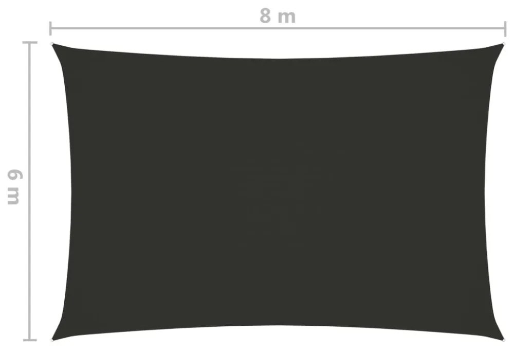 antracitszürke téglalap alakú oxford-szövet napvitorla 6 x 8 m