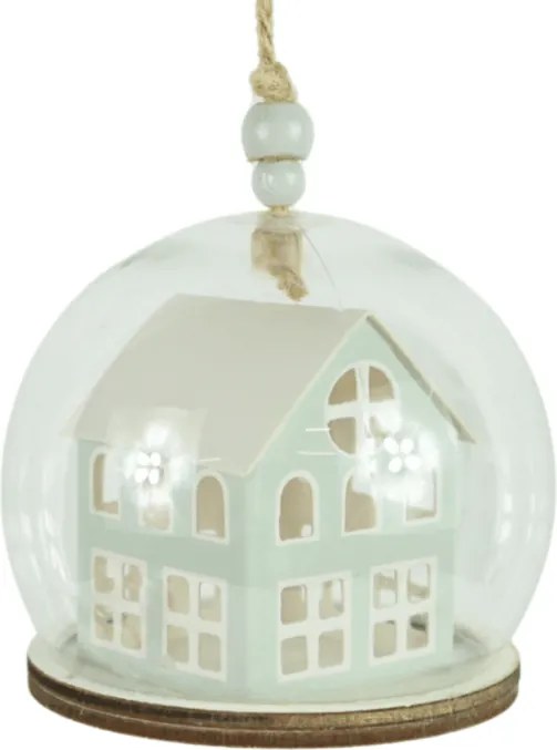 Karácsonyi dísz TINNY HOUSE 8 cm, világoszöld