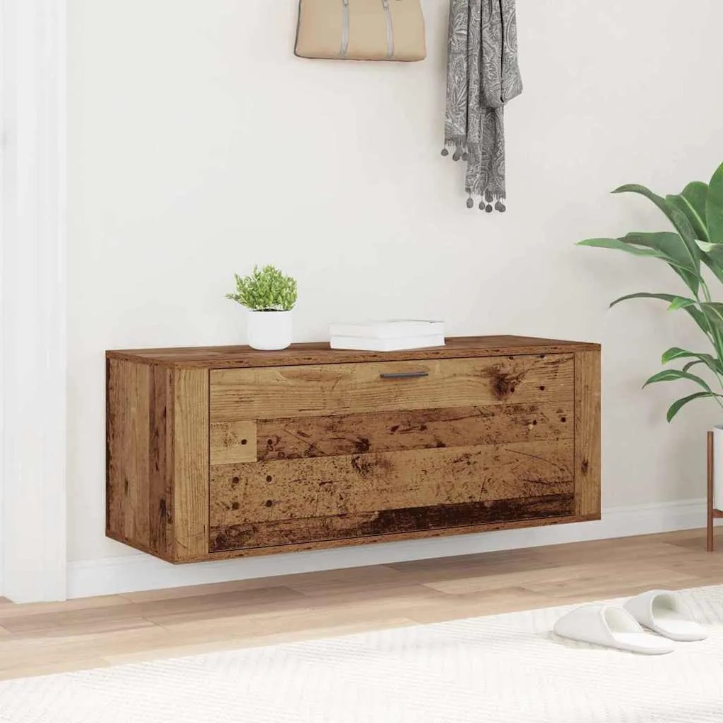 Cipőszekrény polcokkal ajtóval Régi fa 100 x 35 x 38 cm Faanyag