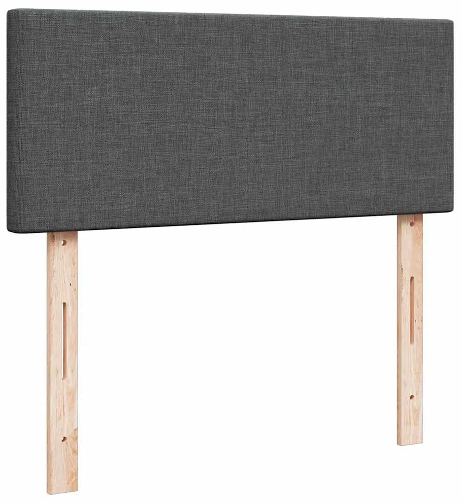 sötétszürke szövet ottomán ágy matraccal &amp; LED-ek 120x200 cm
