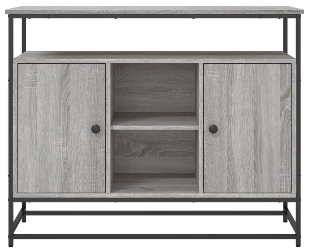 szürke sonoma színű szerelt fa tálalószekrény 100 x 35 x 80 cm