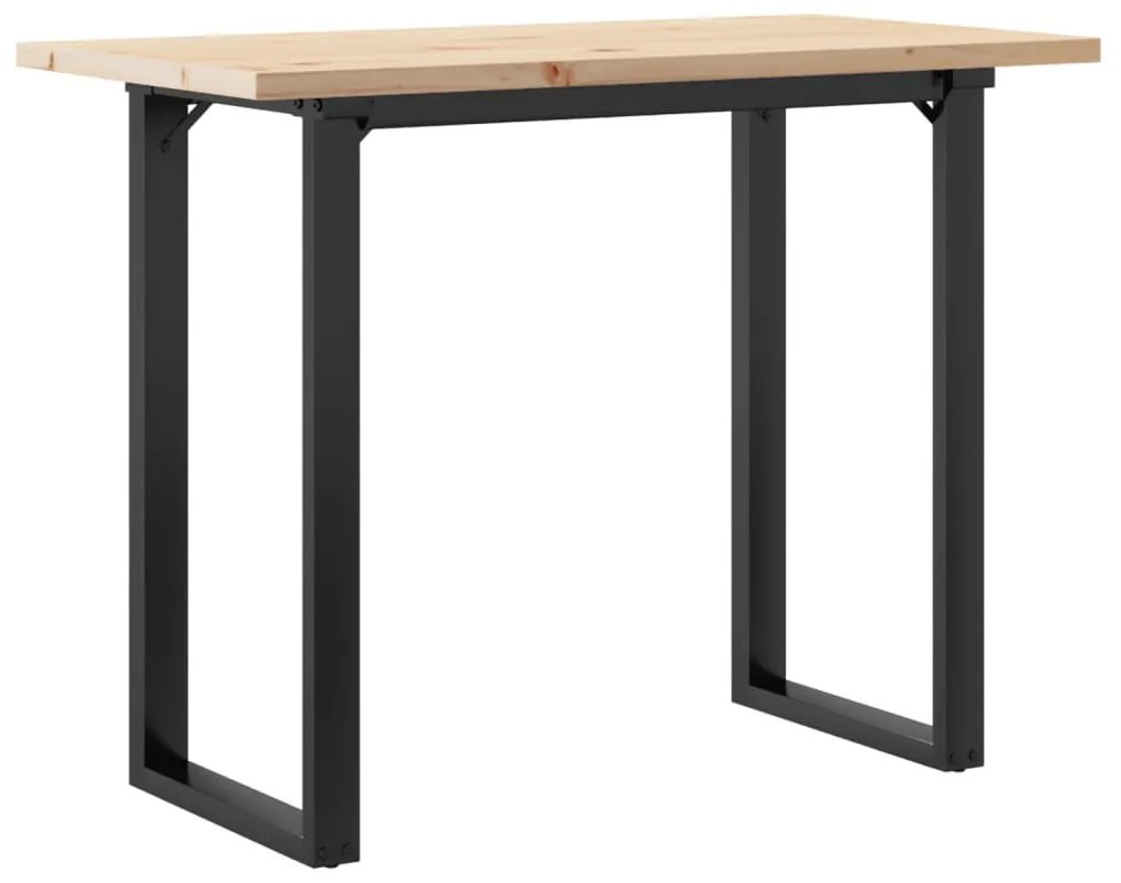 tömör fenyőfa és öntöttvas étkezőasztal O-vázzal 100x50x75,5 cm