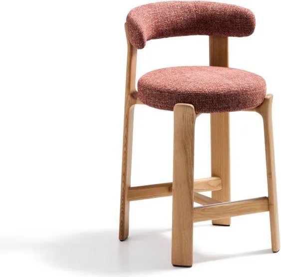 Terrakotta színű-világos natúr színű kőrisfa bárszék (ülésmagasság 65 cm) Granite – Kave Home