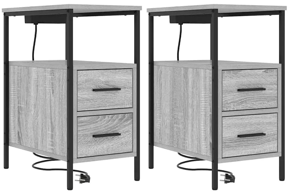 Éjjeli Szekrények 2 pcs Szürke sonoma 30 x 48 x 61 cm Faanyag