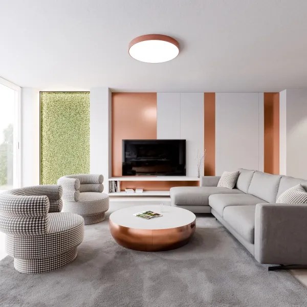 CLEO mennyezeti lámpa mozgásérzékelővel, 6xE27/24W/230V, átmérő 80 cm, rézszínű