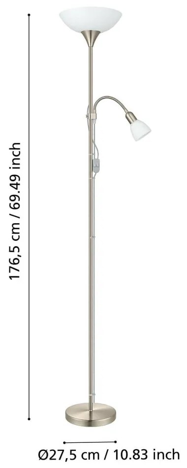 Szürke állólámpa üveg búrával (magasság 176,5 cm) UP 2 – EGLO