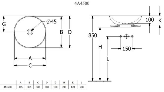 Villeroy & Boch 4A450001 - LOOP&FRIENDS ráültethető mosdó, átm. 38 cm, kerámia/fehér
