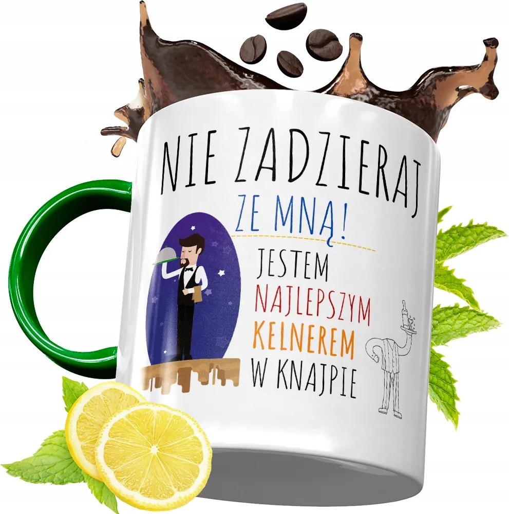 Zöld Bögre Pincérnek Pincérnőnek Ajándék fényképes nyomattal