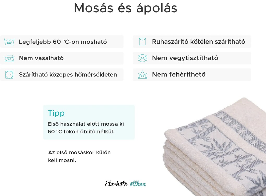 Bambusz törölköző BAMBOO 50x90 cm krém, 70% bambusz szál | 30% pamut