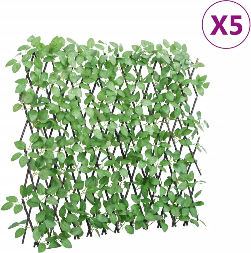 vidaXL 5 db zöld bővíthető műborostyánrács 180 x 65 cm