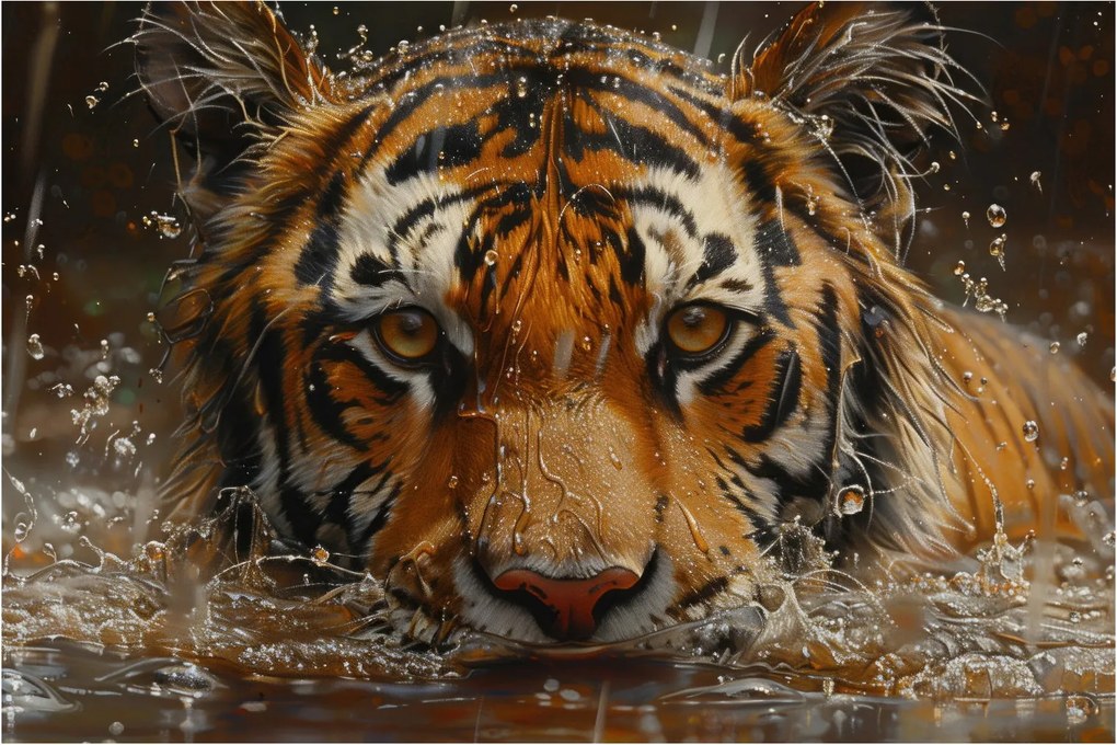 Kép - Portré egy tigris a vízben (90x60 cm)
