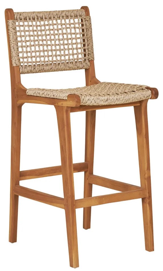 Derby bárszék, teak fa/polyrattan, natúr