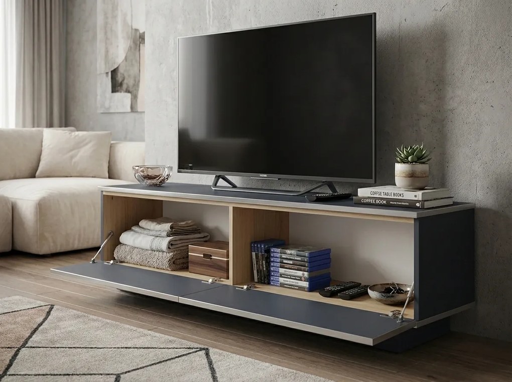 AKCIÓ TV állvány ALVIN 135 cm, antracit/ezüst, II. osztály