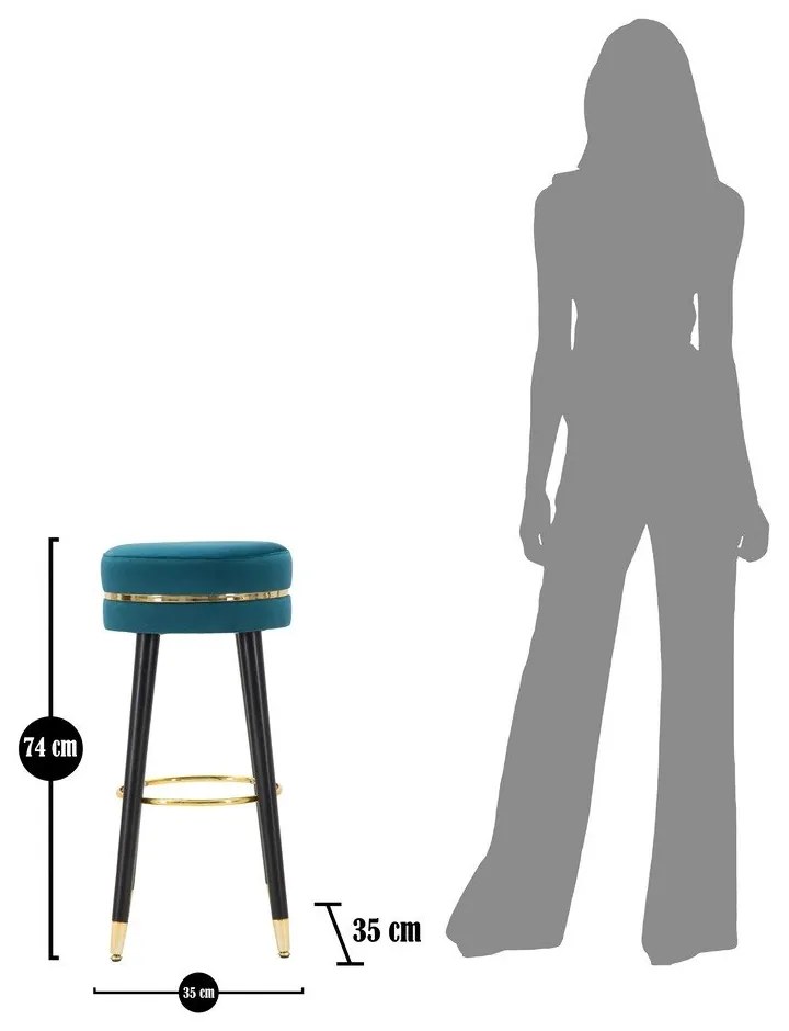 Türkiz kárpitozott bárszék (ülésmagasság 74 cm) Paris – Mauro Ferretti