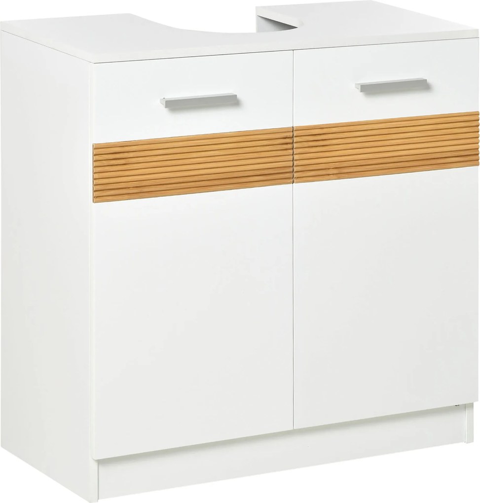 kleankin Fürdőszobai Szekrény Mosogatógép Alatti, 2 Ajtós, Belső Polccal, Modern Stílus, 60x30x60.5 cm, Fehér | Aosom