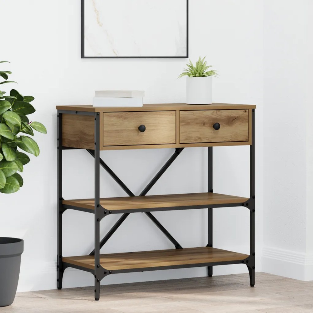 Konzol Asztal Kézműves tölgy 75x34,5x75 cm Mérnökfa