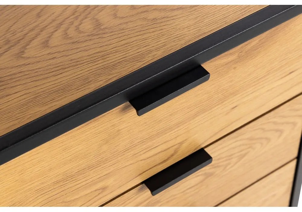 Fekete könyvespolc tölgyfa dekorral 85x141 cm Swindon - Actona