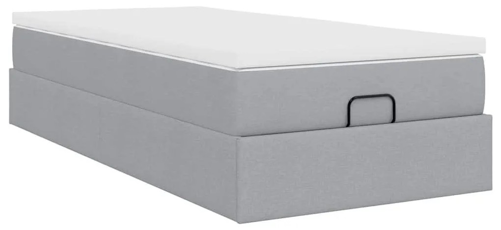 Ottomán ágykeret matraccal világosszürke 90x190cm szövet
