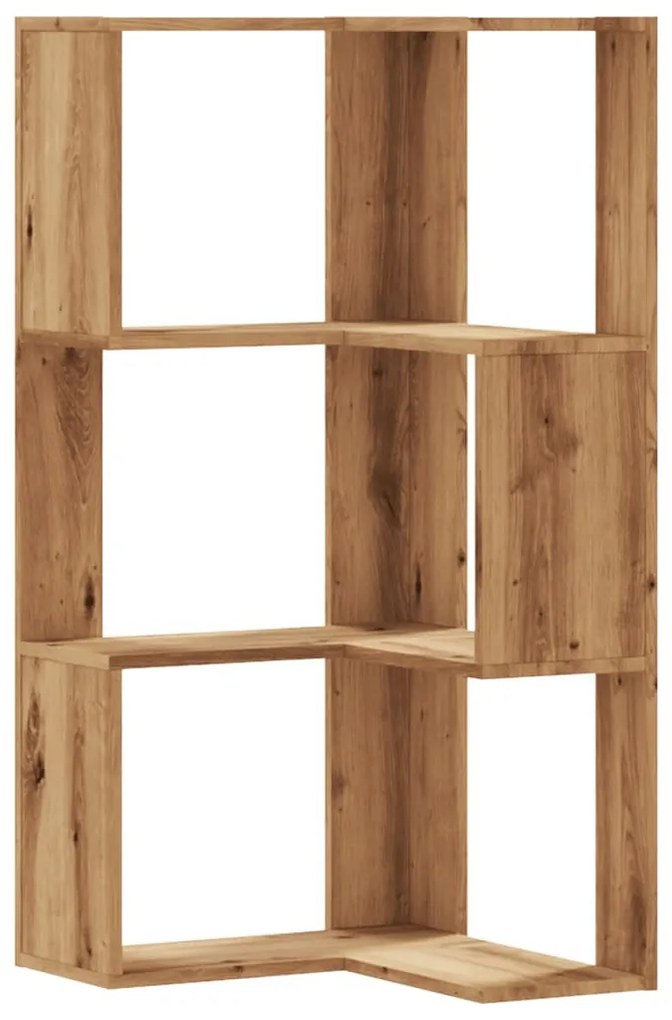3 szintes szerelt fa sarok könyvespolc 50 x 50 x 102 cm