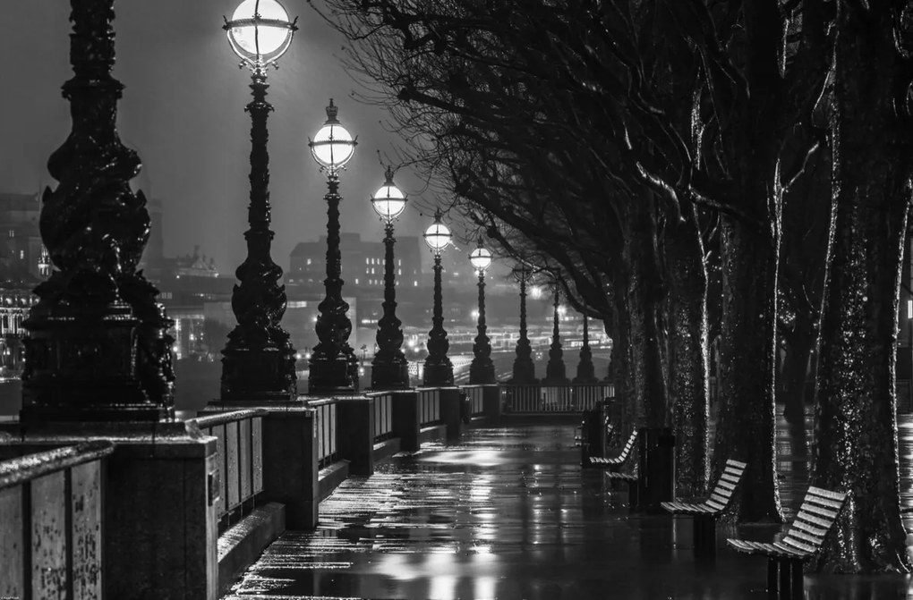 Poszter 86,4x56,8cm Temzeparti sétány este 2, Assaf Frank