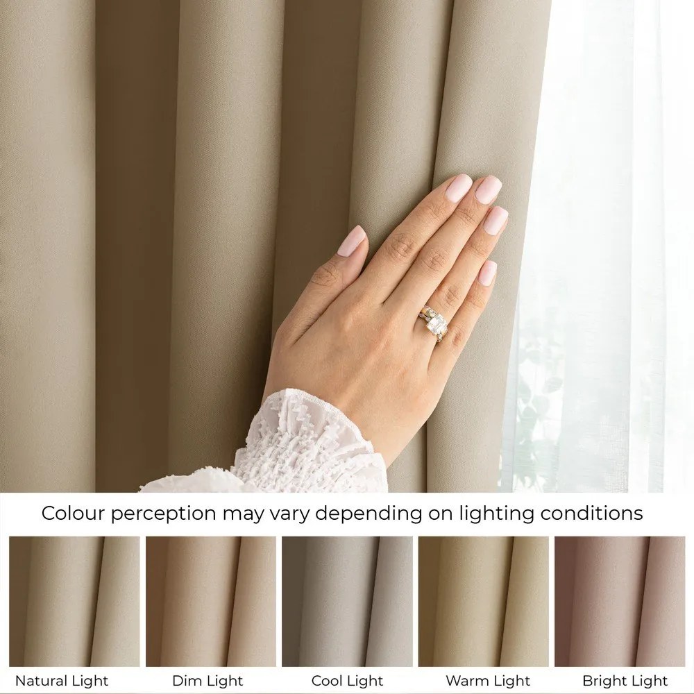 Bézs dimout (részleges sötétítő) függöny 140x250 cm Carli Tie – Restilo