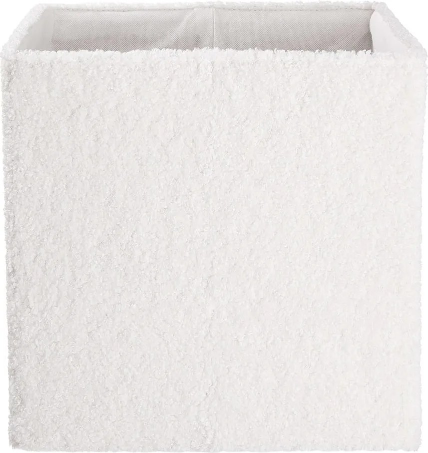 TODDY összehajtható plüss tárolódoboz, fehér 30 x 30 cm