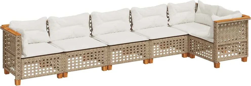 vidaXL 6 részes bézs polyrattan kerti ülőgarnitúra párnával