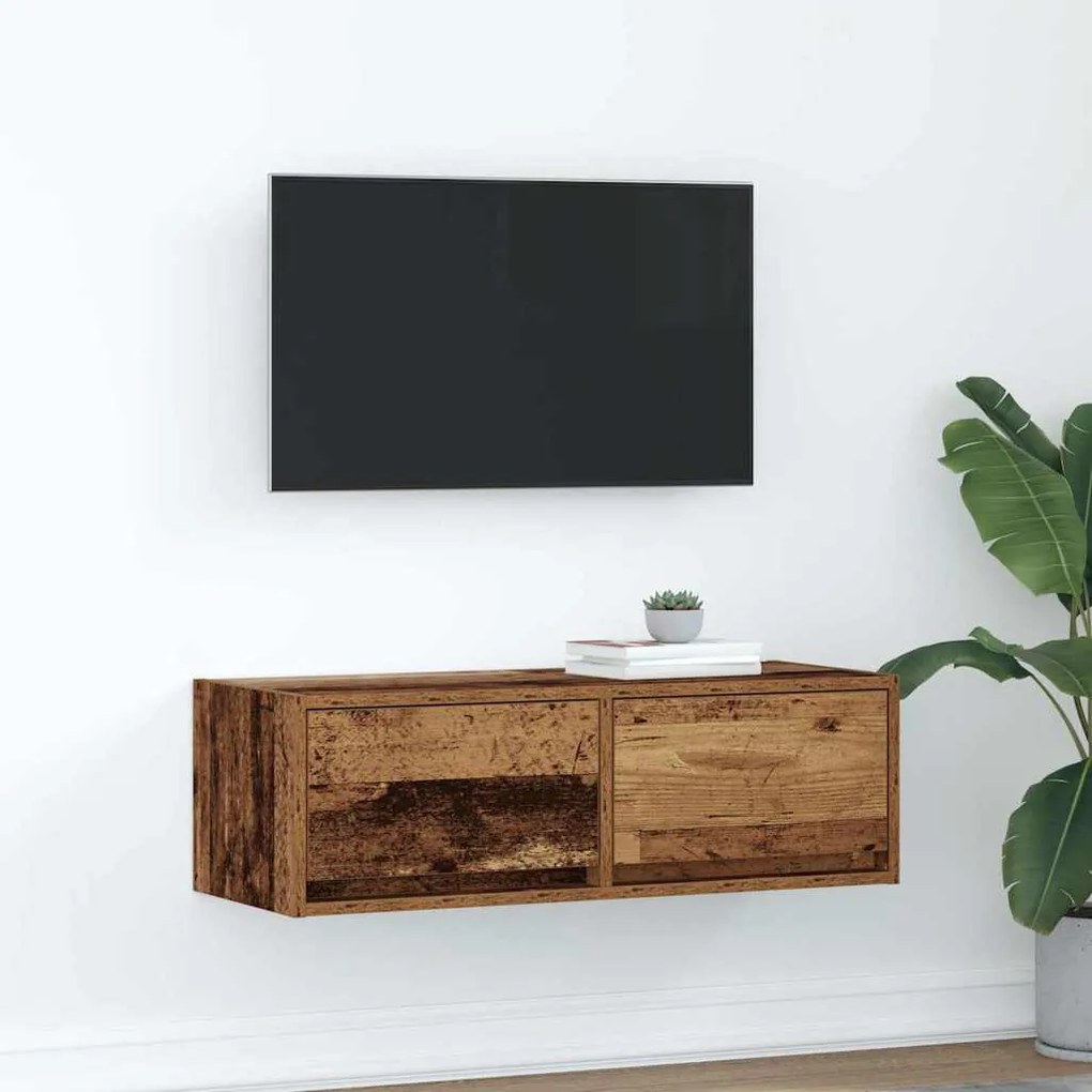 antik fa színű szerelt fa TV-szekrény 80x31x25,5 cm