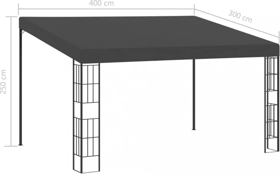 antracitszürke falra szerelhető szövetpavilon 3 x 4 m