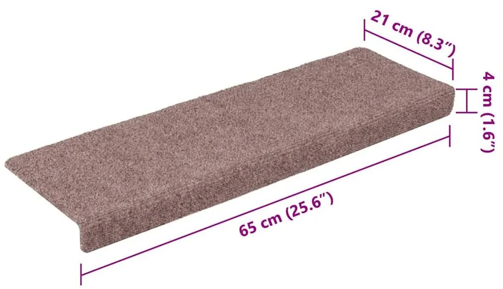 20 db öntapadós lépcsőszőnyeg, krémszínű, téglalap alakú széllel, 65 x 21 x 4 cm