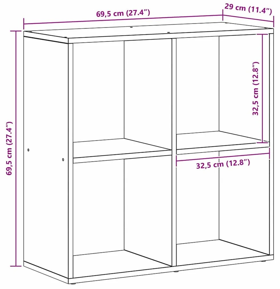 Könyvespolc Musta tammi 69.5 x 29 x 69.5 cm Faanyag