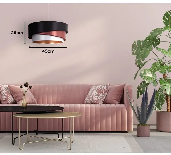 Duolla - Csillár zsinóron KOBO 1xE27/15W/230V átm. 45 cm fekete/Burgundi/ezüst