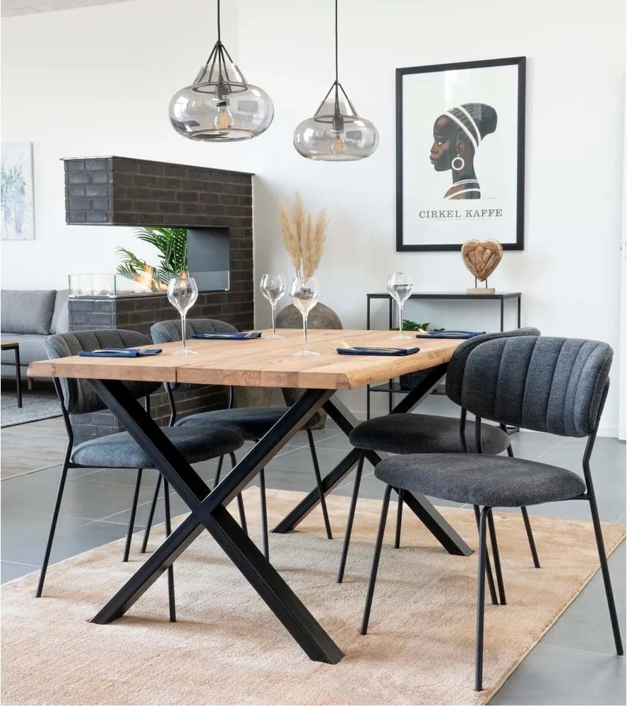 Toulon étkezőasztal tömör tölgyfa asztallappal, 140 x 95 cm - House Nordic