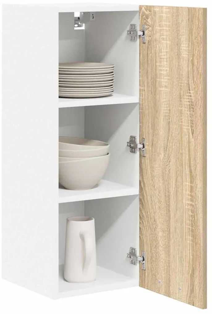 Függő szekrény Riga 2 pcs Sonoma tölgy és fehér 30 x 31 x 80 cm