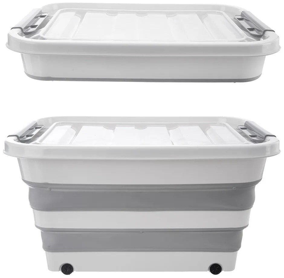 Fehér-szürke fedeles műanyag tárolódoboz 54x39x28 cm Kemp – Orion