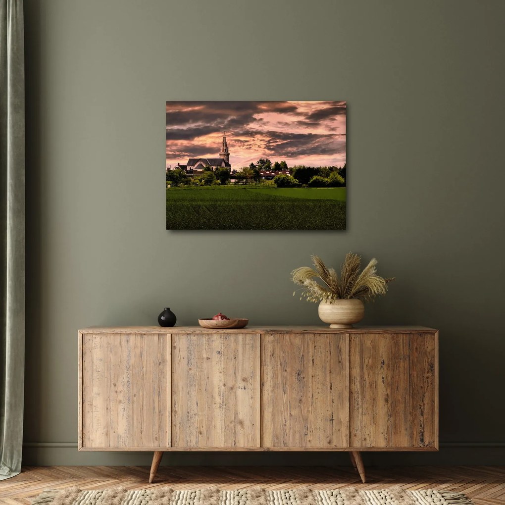 Tájkép templommal (70x50 cm)