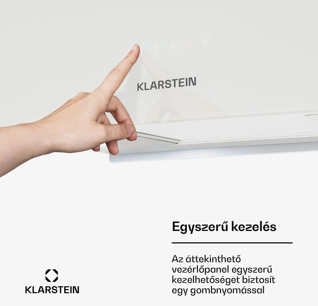 Klarstein Kronleuchter L, mennyezeti páraelszívó, 60 cm, 577 m³/ó, LED, érintőképernyős, fehér