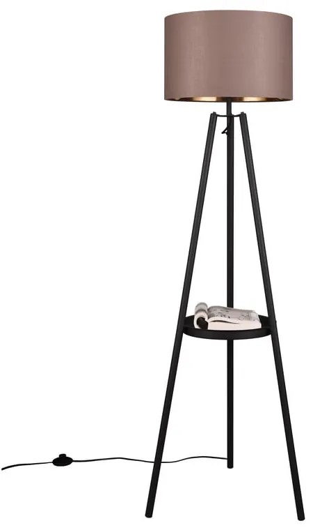 Fekete állólámpa polccal (magasság 152 cm) Colette – Trio